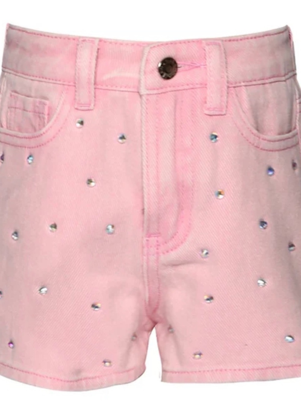 Girls Pink Rhinestone Denim Shorts